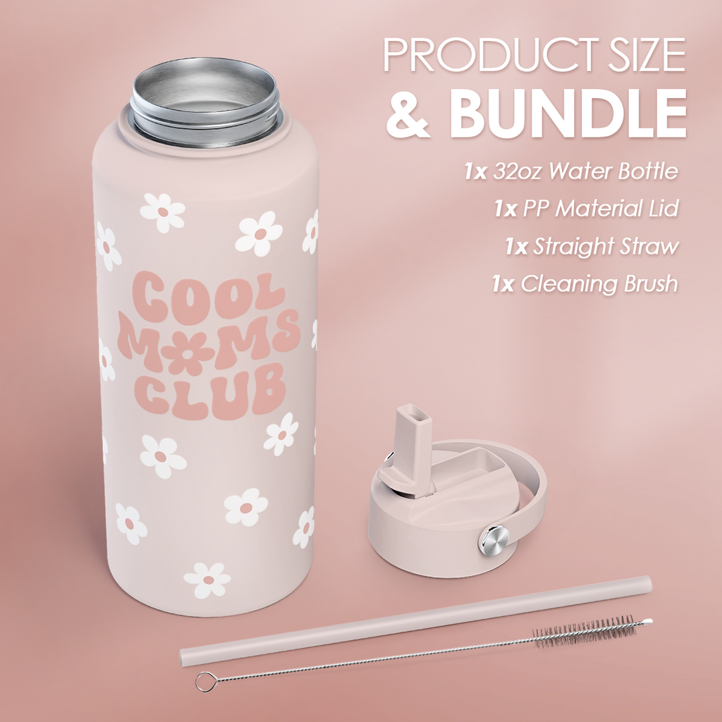 Pink Cool Mom Club SipChic | Straw Lid Water Bottle 32oz