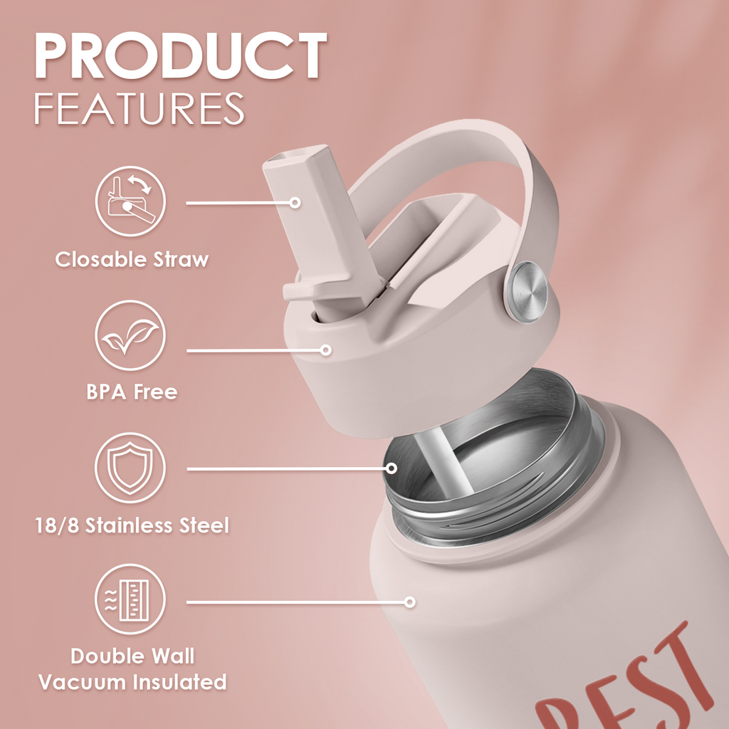 Pink Best Mom Ever SipChic | Straw Lid Water Bottle 32oz
