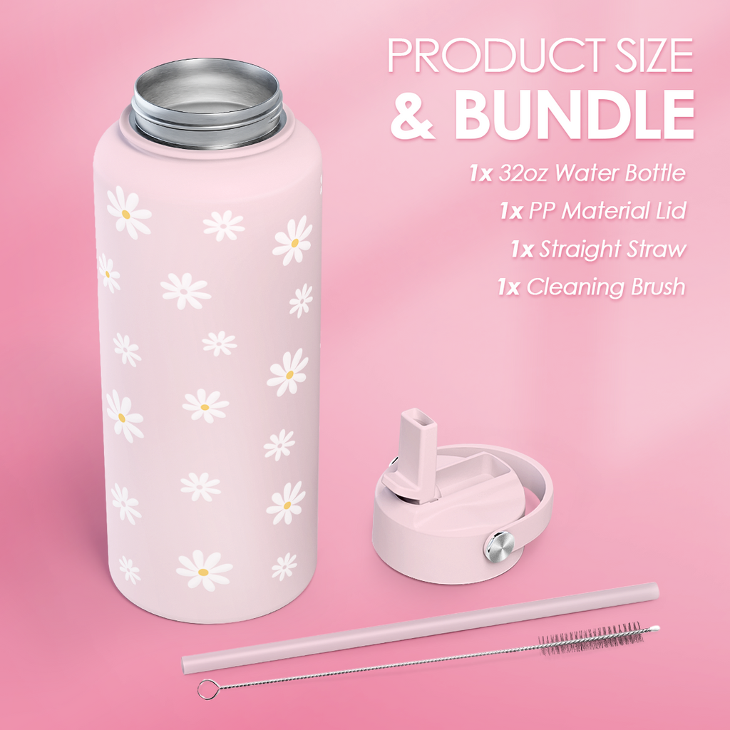 Pink Daisy SipChic | Straw Lid Water Bottle 32oz