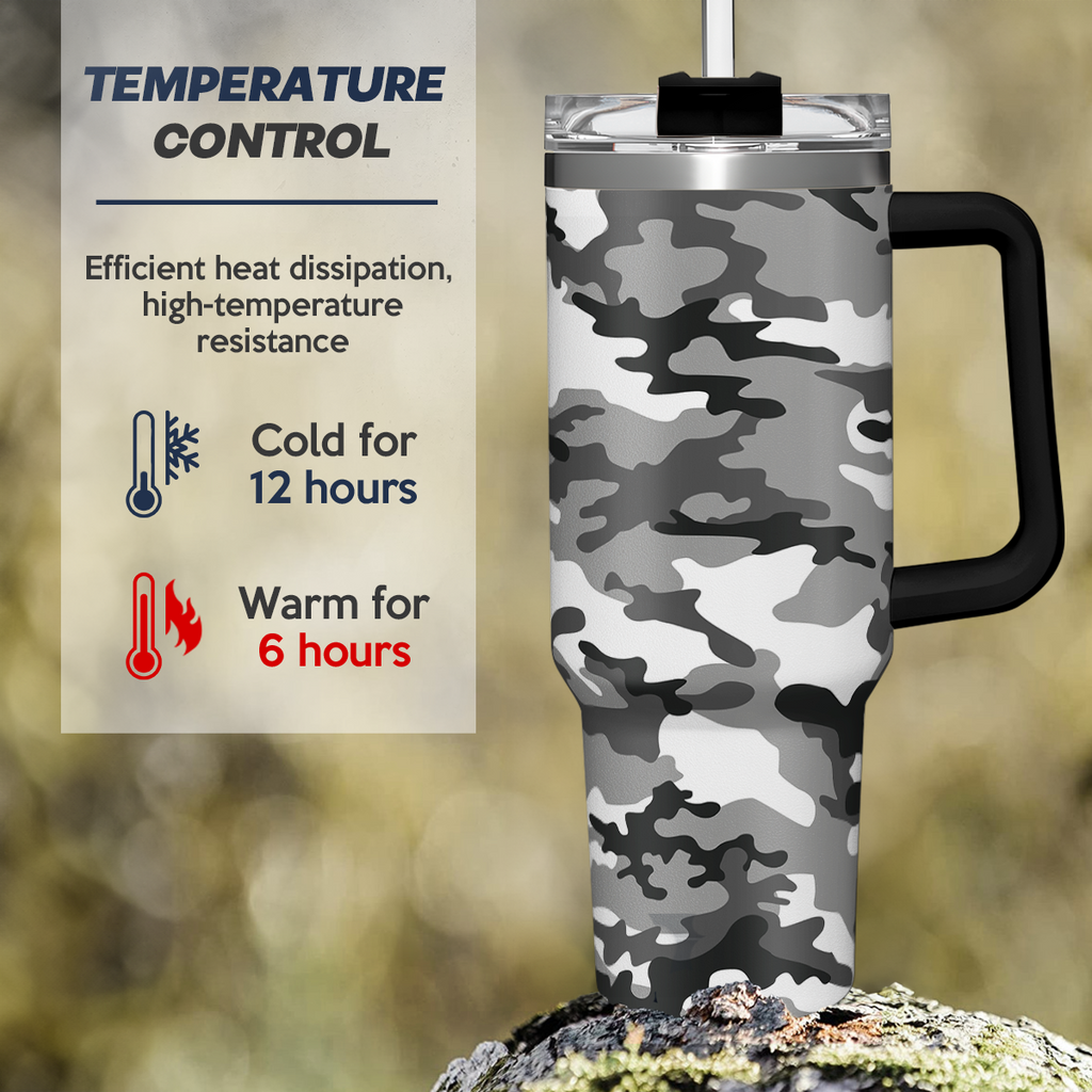 Camo Camouflage Quencher Tumbler with Handle 40oz
