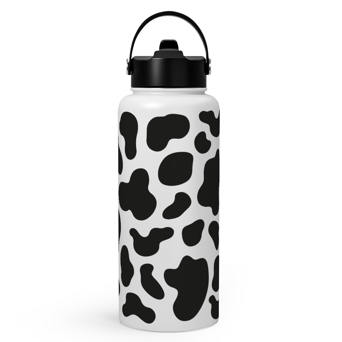 Black Cow Print SipChic | Straw Lid Water Bottle 32oz