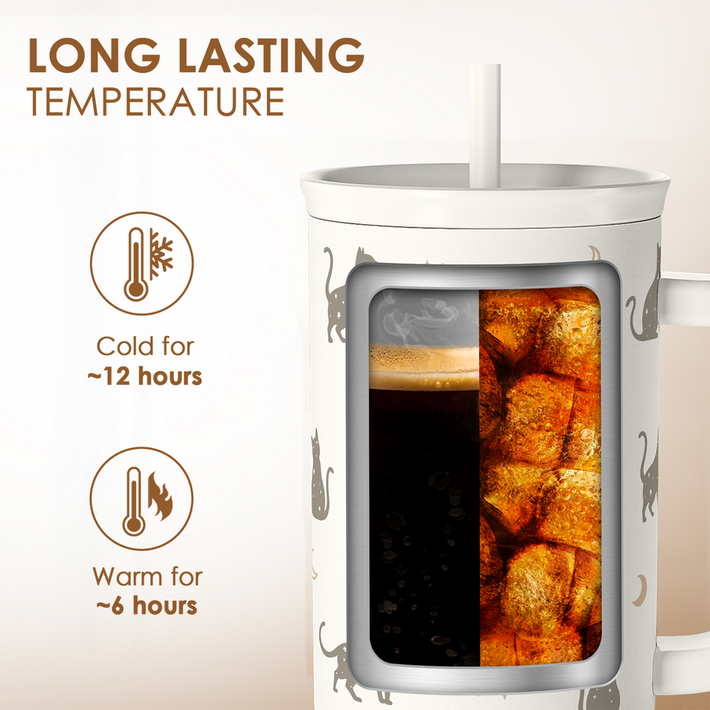 White Cat Slidemate | Slider Tumbler with Handle 40oz