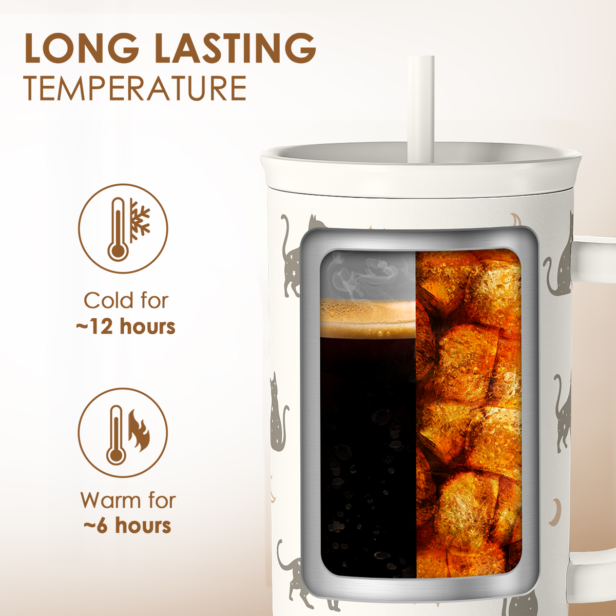 White Cat Slidemate | Slider Tumbler with Handle 40oz