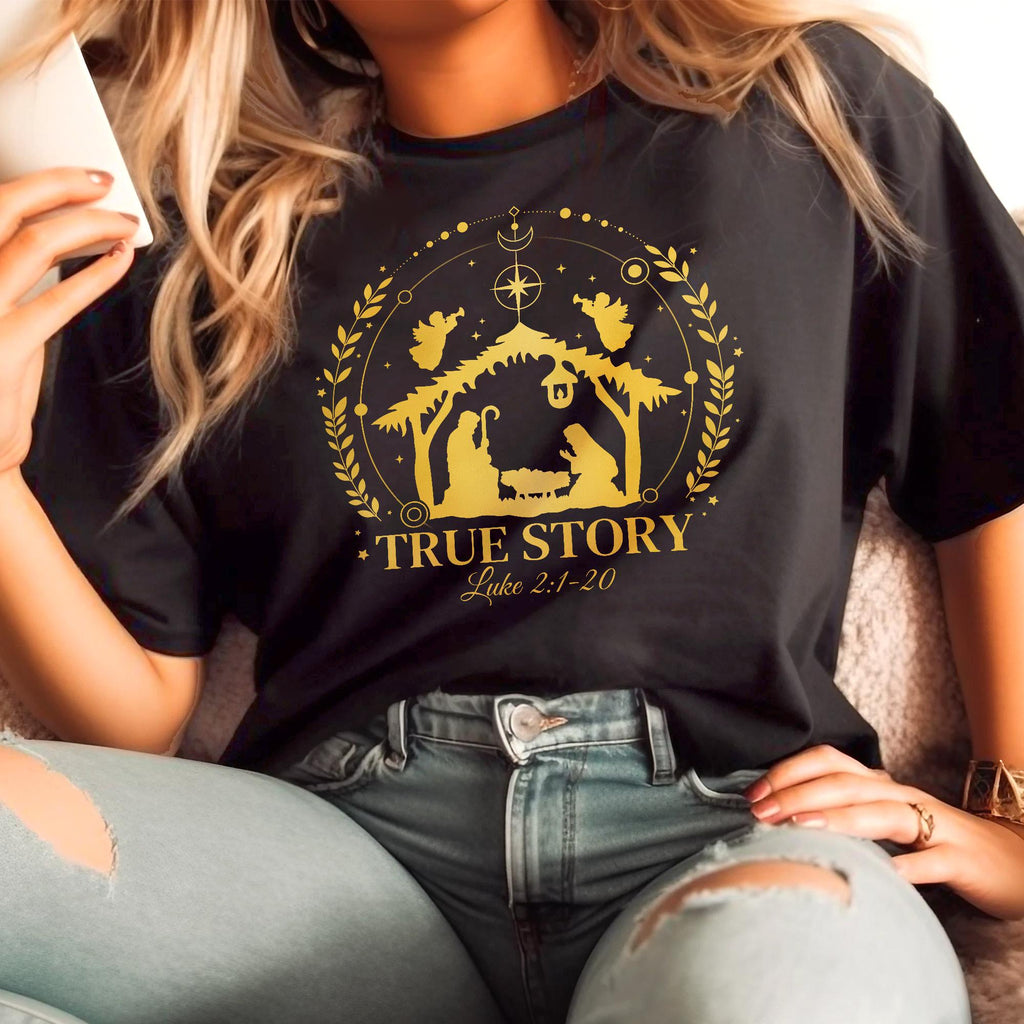 Sandjest True Story Nativity Christmas Tshirt, Christmas Jesus Shirt, Nativity Christmas T-Shirt, True Story Shirt, Christmas Christian Gifts