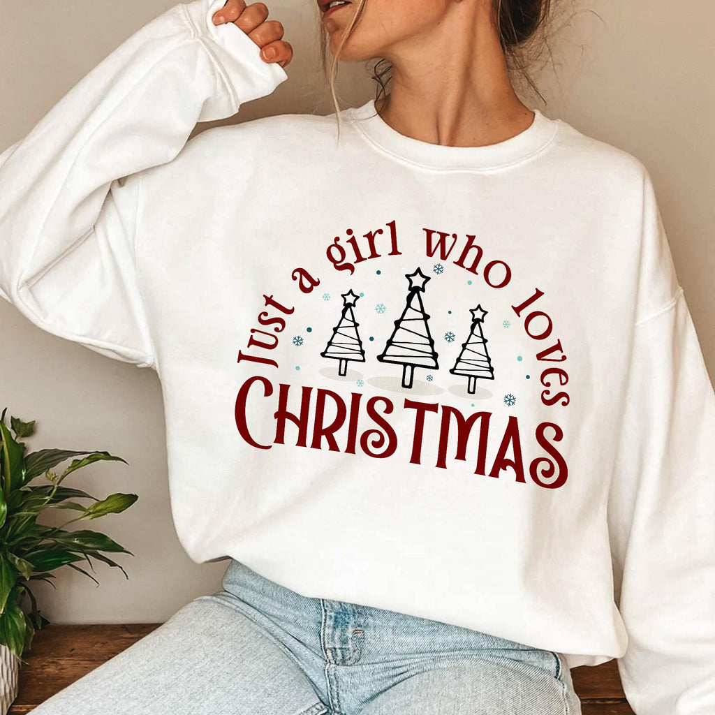 Sandjest Women's Christmas Shirt, Just A Girl Who Loves Christmas, Christmas Gift Shirt, Christmas Lover Shirt, Holiday Winter Shirt, Christmas Gift