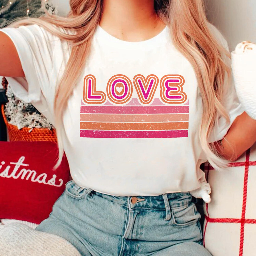 Sandjest Valentine T-shirt Retro Love Gift for Couple Wife Girlfriend
