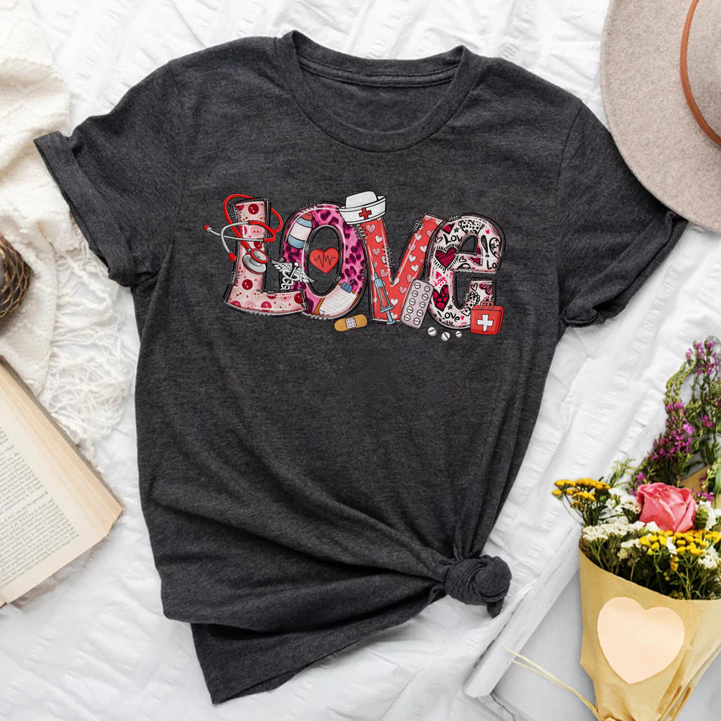 Sandjest Valentine T-shirt for Nurse Gift for Nurses Doctors Pharmacist