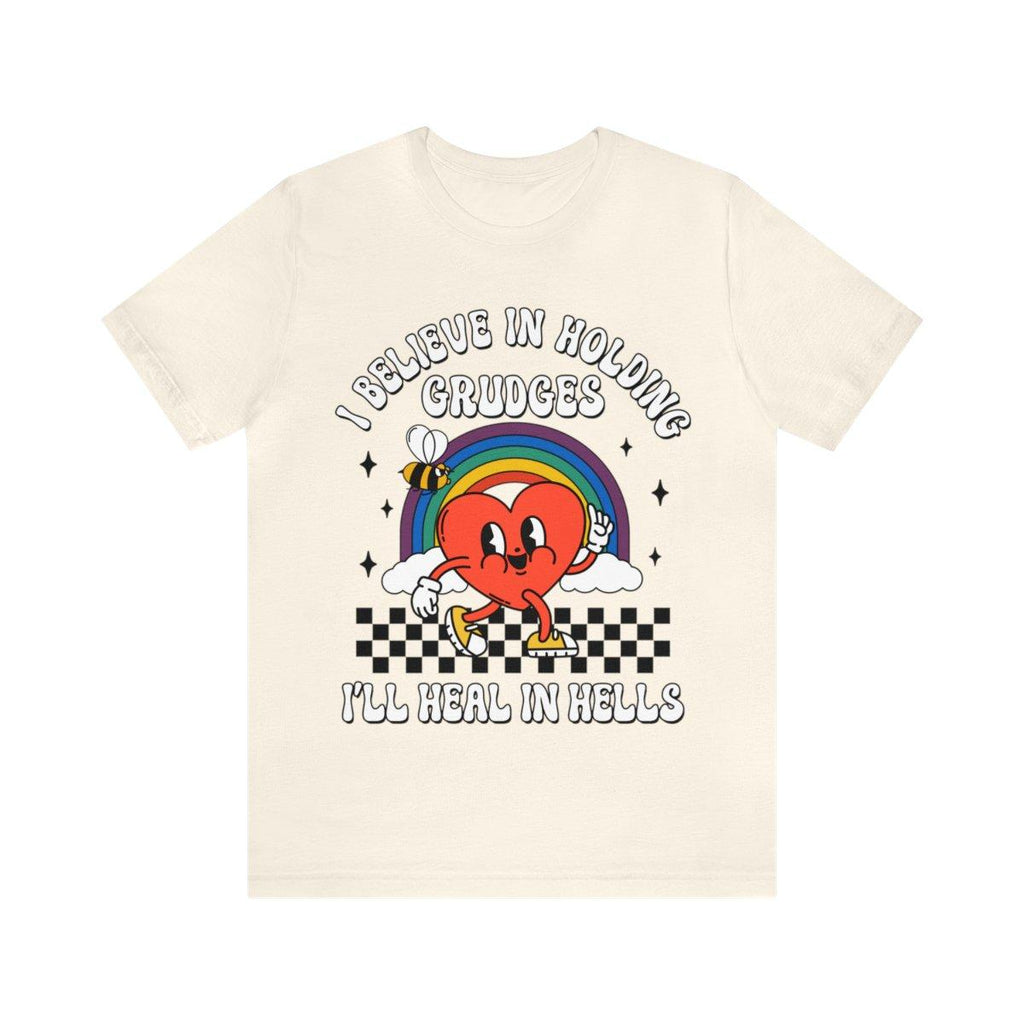 Sandjest Funny T-Shirt I Believe in Holding Grudges Groovy Retro StyleGift for Women Girl Friend