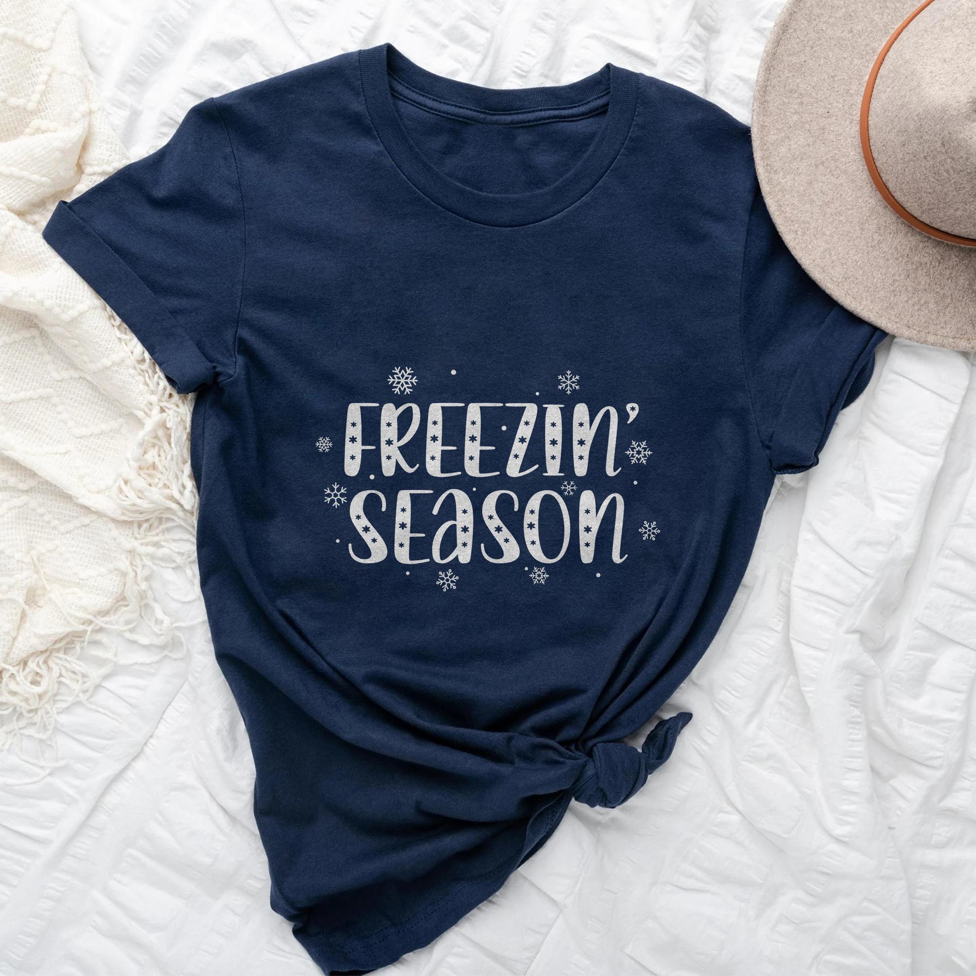Sandjest Christmas Tshirt Freezin Season Gift for Women Girl Friend