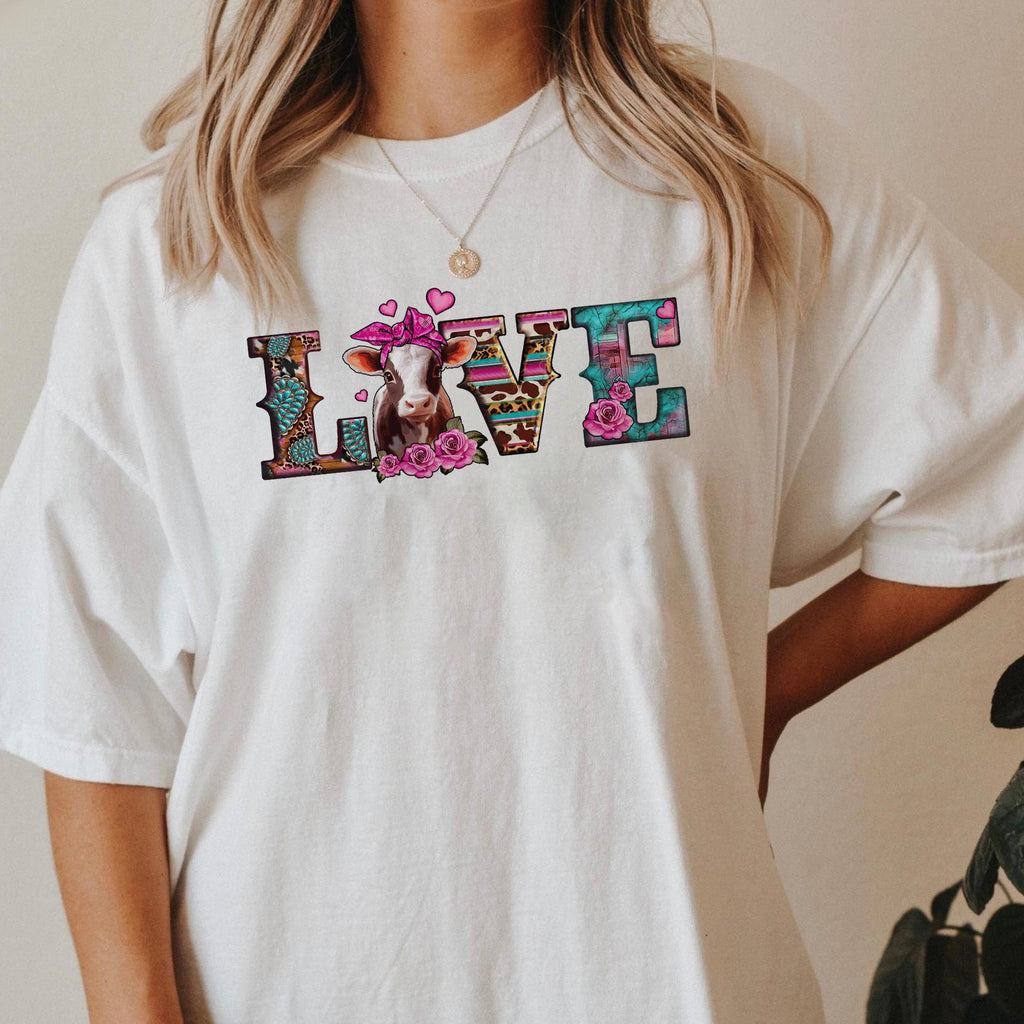 Sandjest T-shirt for Cow Lovers Valentine Gift for Women Girl Friends