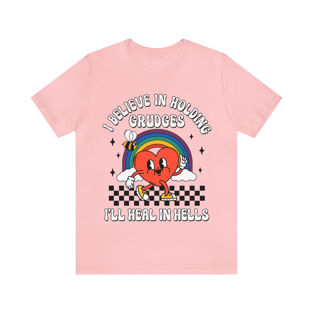 Sandjest Funny T-Shirt I Believe in Holding Grudges Groovy Retro StyleGift for Women Girl Friend