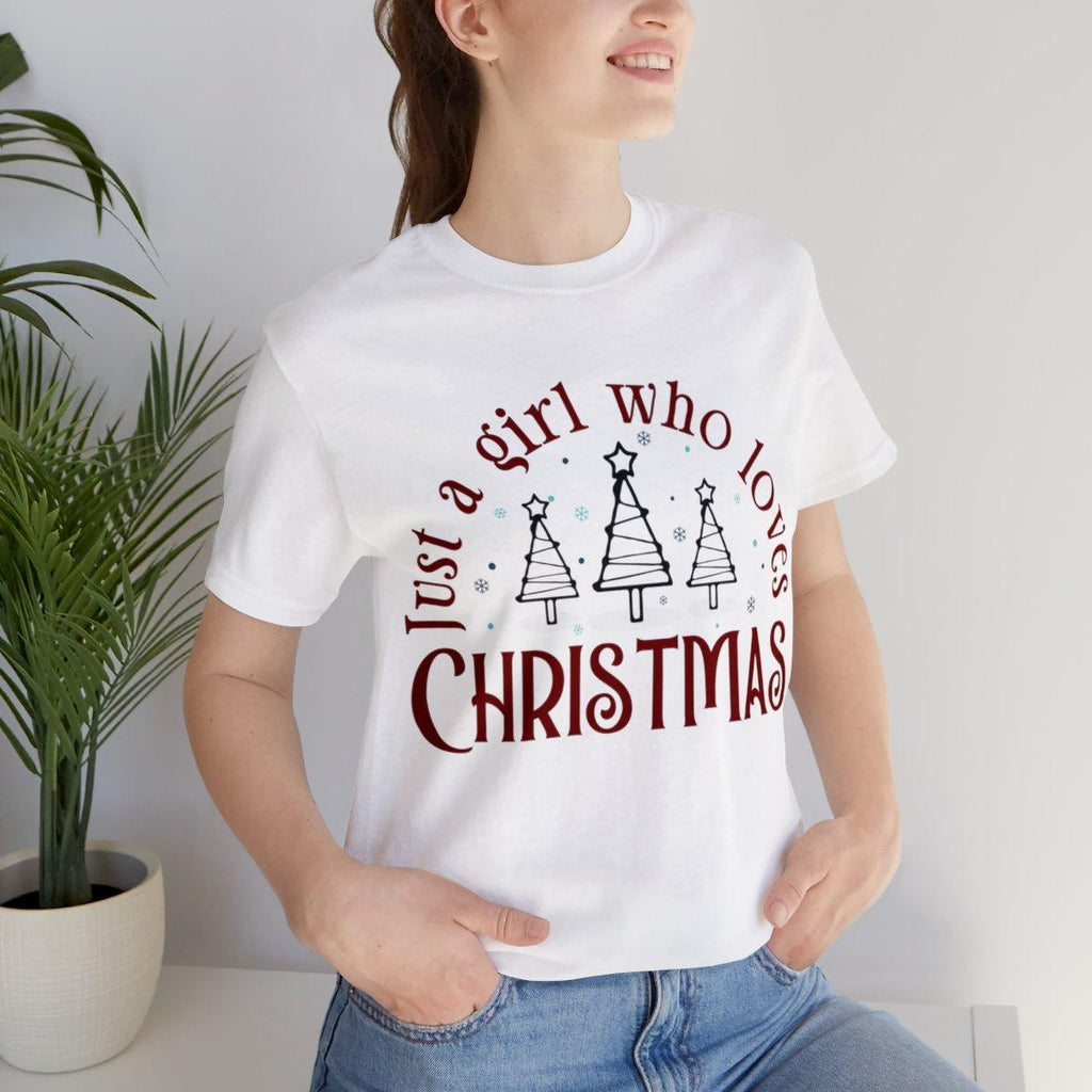 Sandjest Women's Christmas Tshirt, Just A Girl Who Loves Christmas, Christmas Gift Shirt, Christmas Lover Shirt, Holiday Winter Shirt, Christmas Gift
