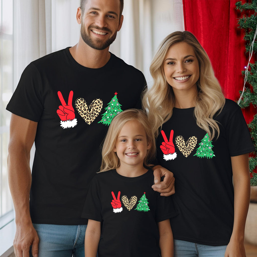 Sandjest Peace Love Christmas T-Shirt Funny Gift for Women Friend Girl Xmas Gifts