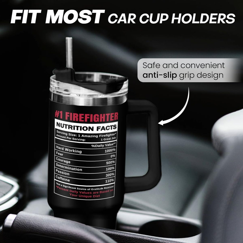 Black Firefighter Quencher Tumbler with Handle 40oz