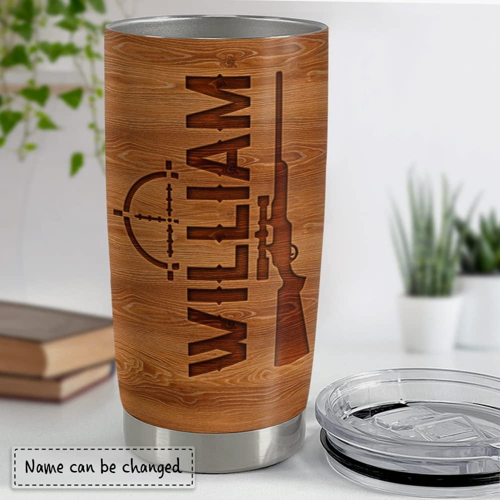 Personalized Hunting Tumbler Wood American Flag For Hunting Lover