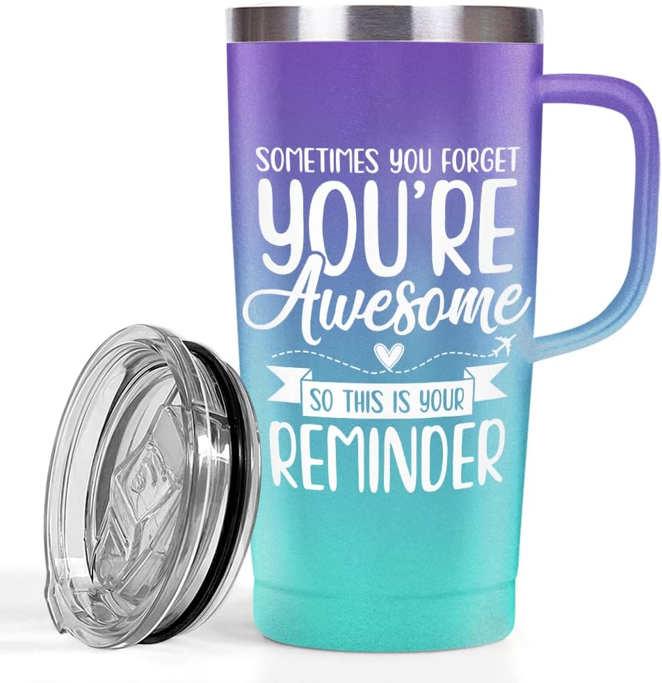 Blue Inspirational Curved Tumbler with Handle 20oz