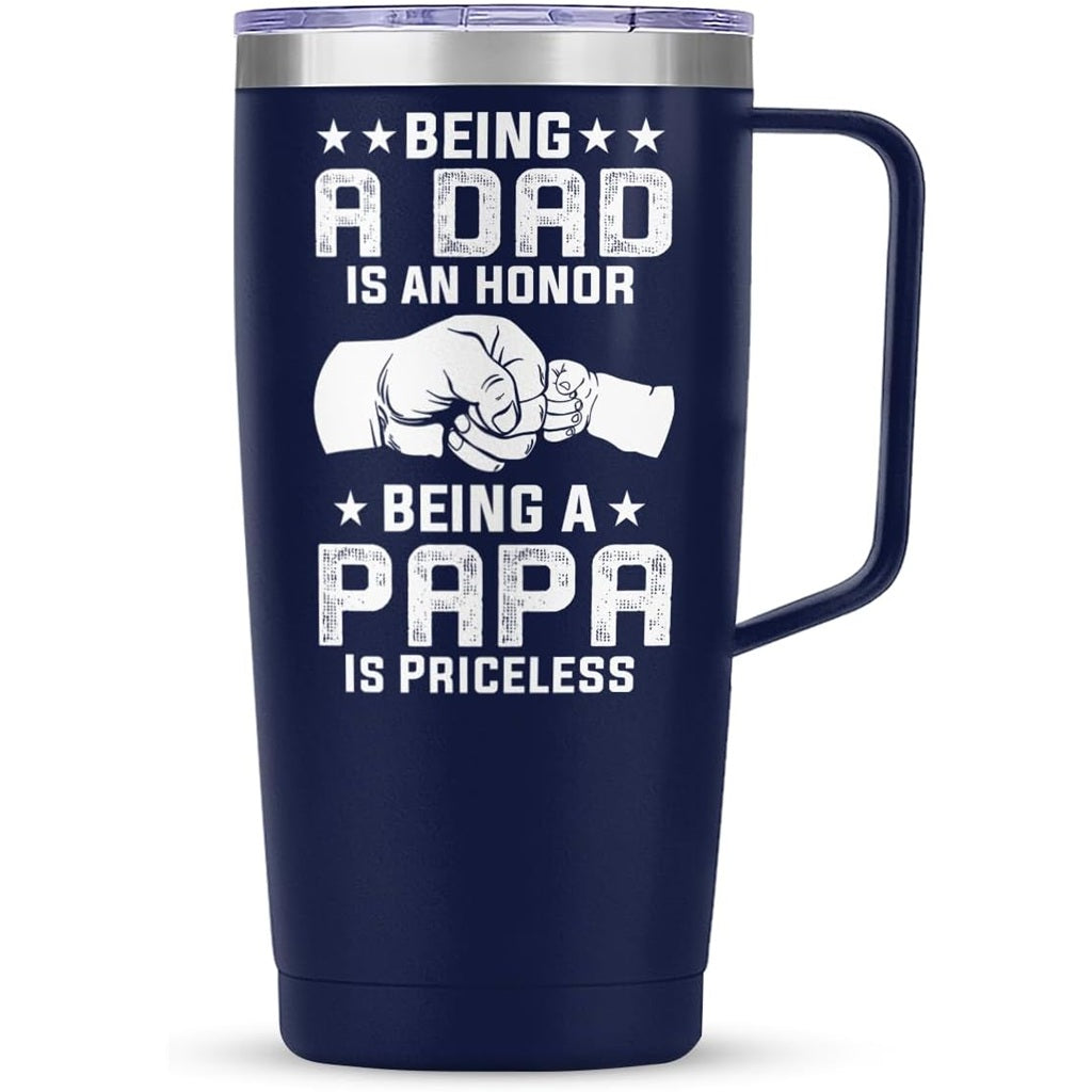 Navy Dad Papa Curved Tumbler with Handle 20oz