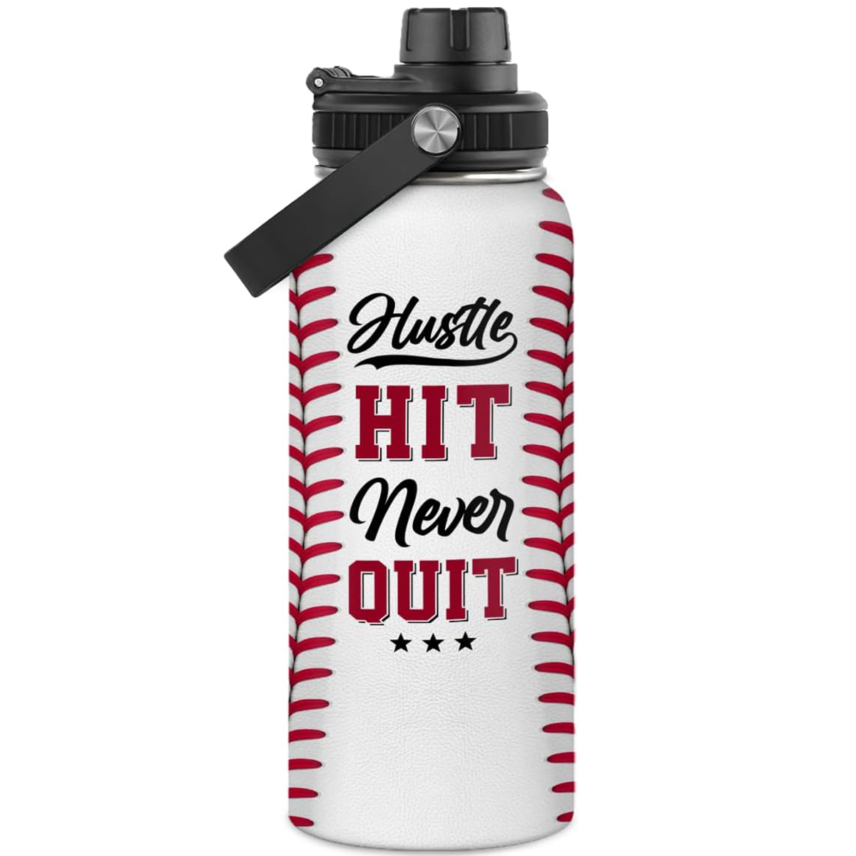 White Baseball Chug Lid Water Bottle 32oz