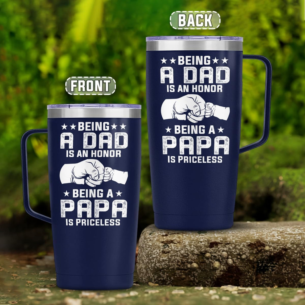Navy Dad Papa Curved Tumbler with Handle 20oz