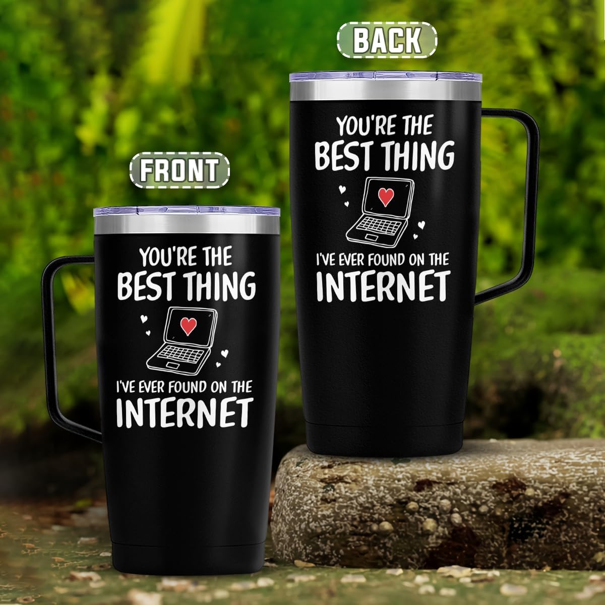 Black Couple Curved Tumbler with Handle 20oz