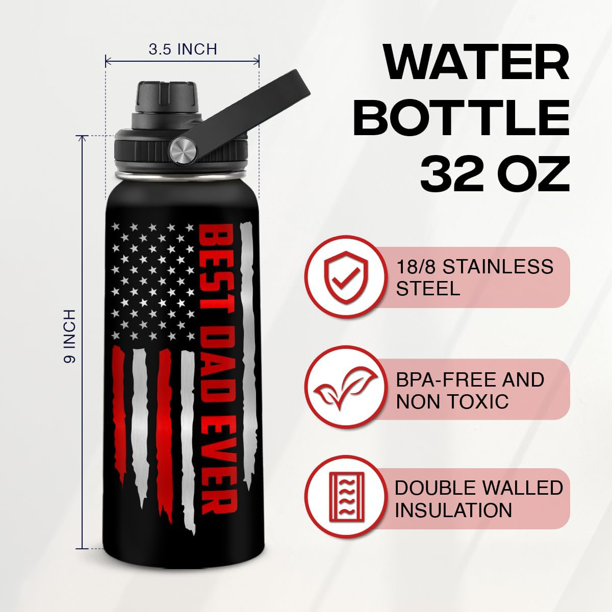 Best Dad Ever Chug Lid Water Bottle 32oz