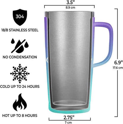Blue Inspirational Curved Tumbler with Handle 20oz