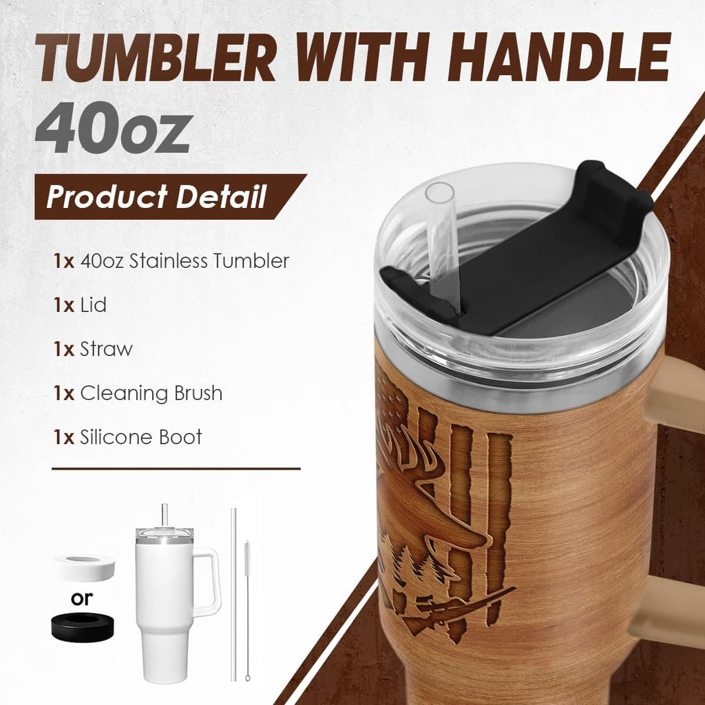 Brown Hunting Quencher Tumbler with Handle 40oz