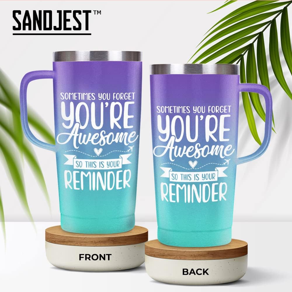 Blue Inspirational Curved Tumbler with Handle 20oz