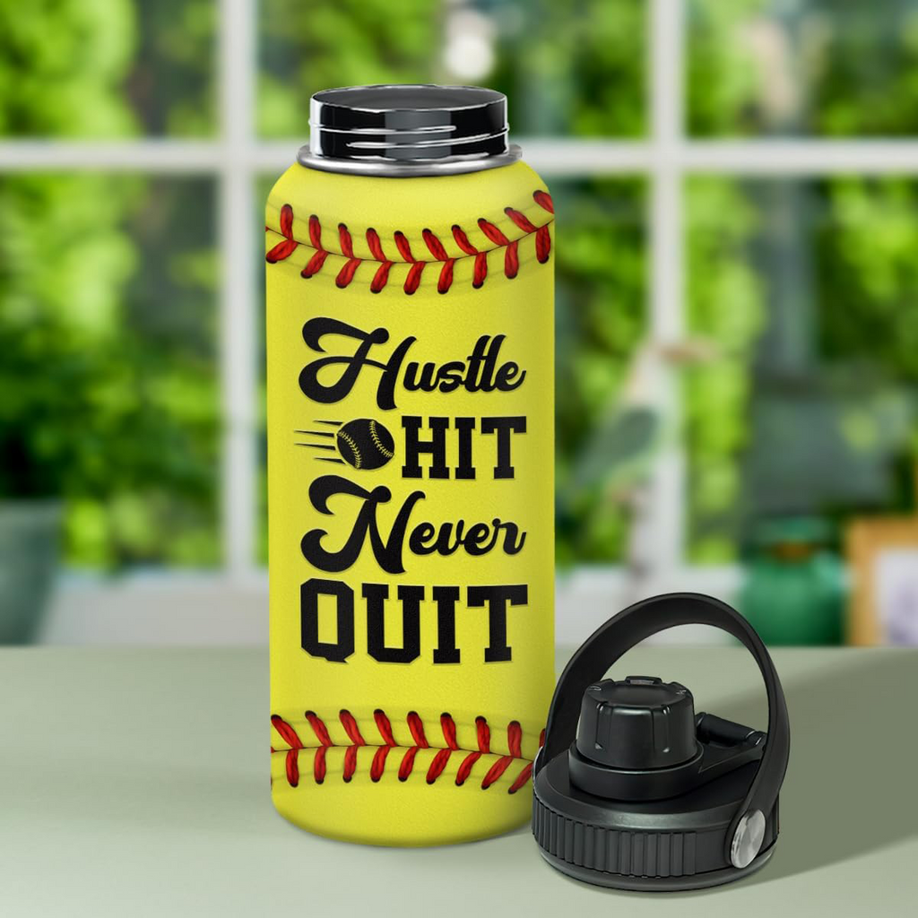 Yellow Softball Chug Lid Water Bottle 32oz