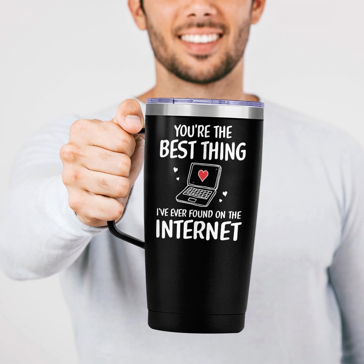 Black Couple Curved Tumbler with Handle 20oz