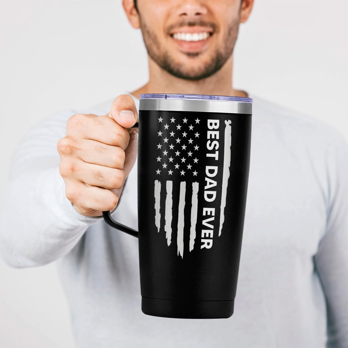 Best Dad Ever Curved Tumbler with Handle 20oz