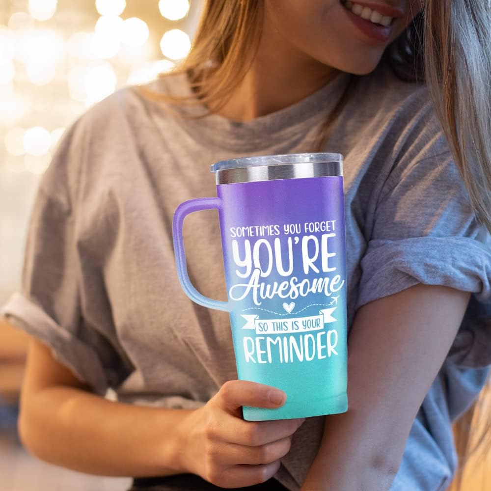Blue Inspirational Curved Tumbler with Handle 20oz