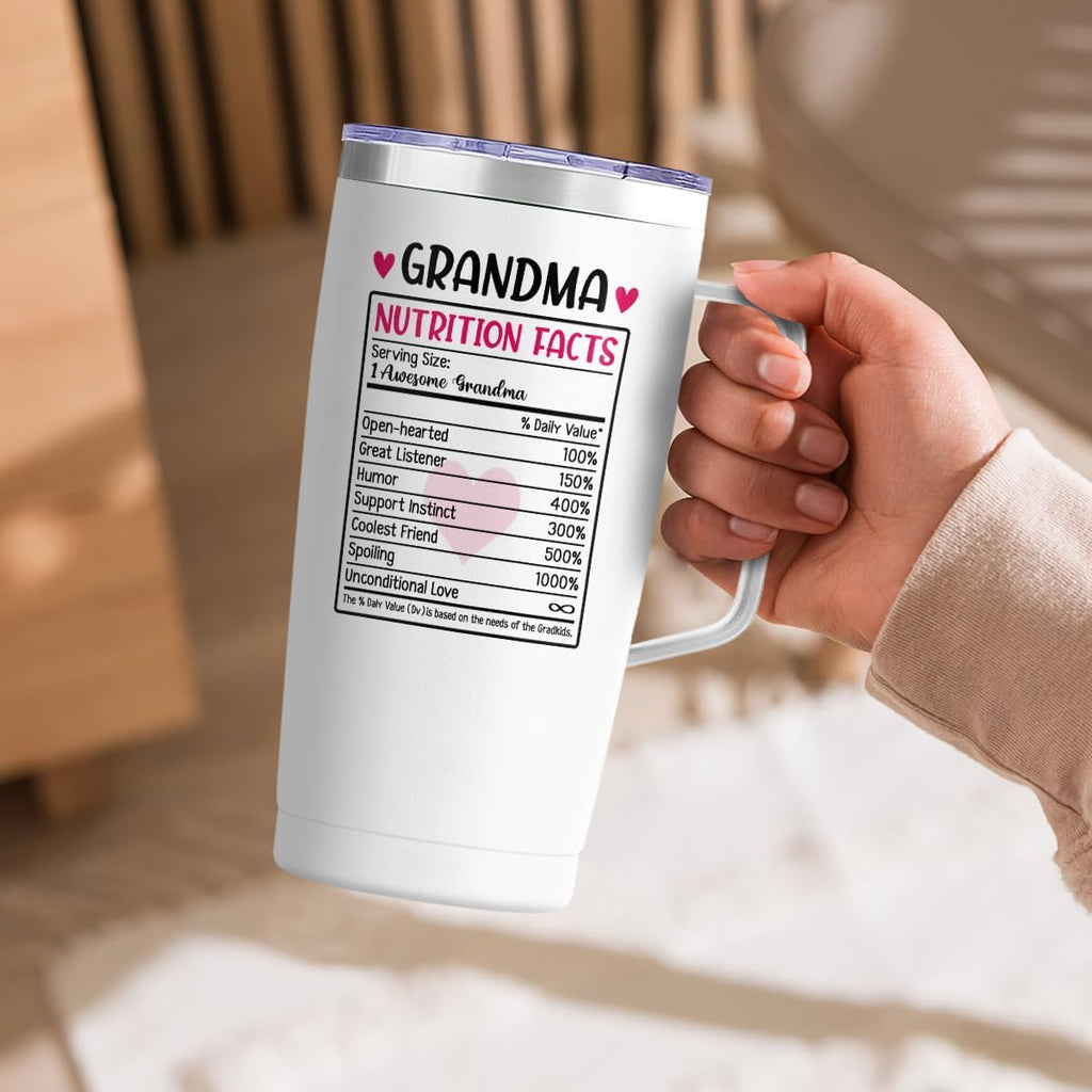 White Grandma Curved Tumbler with Handle 20oz