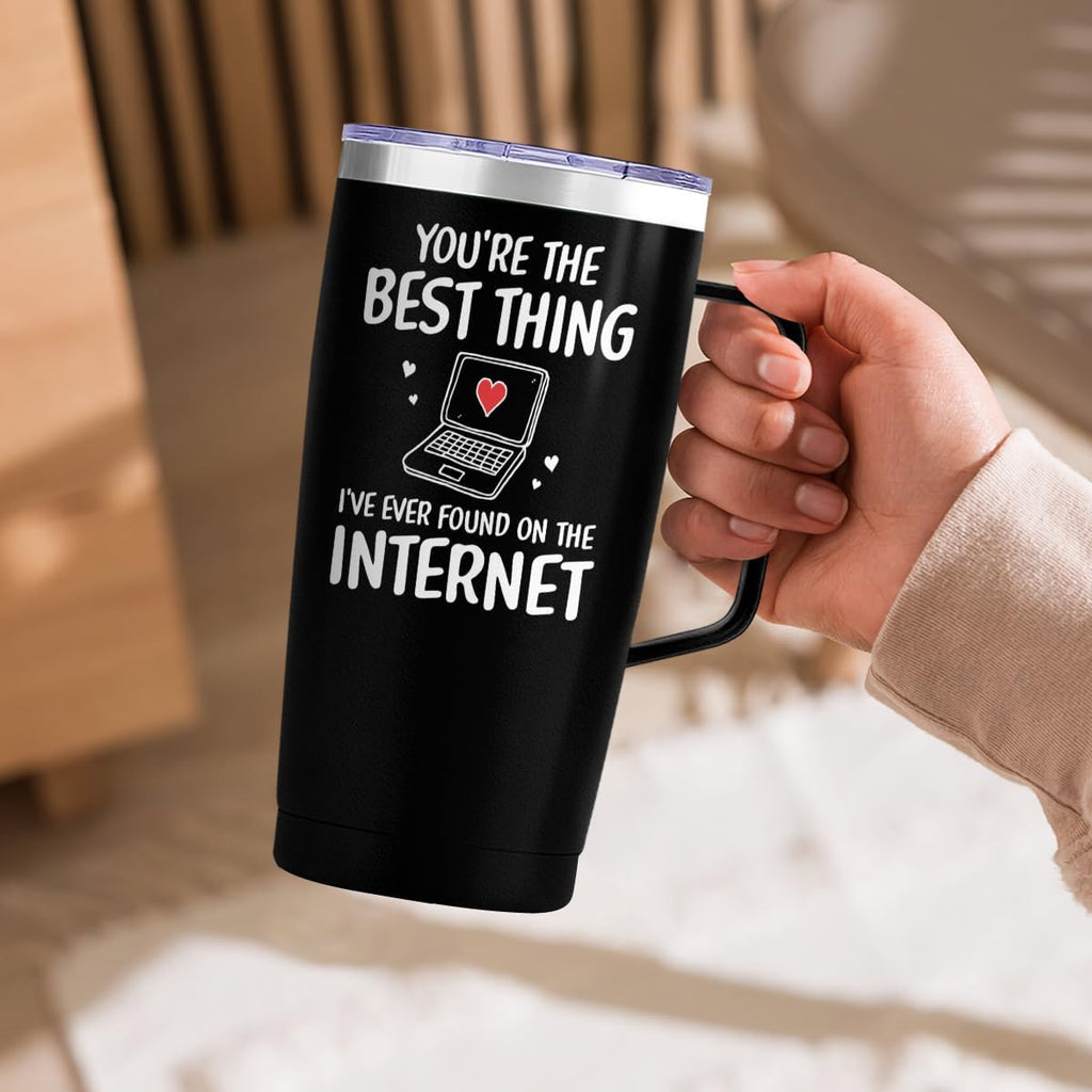 Black Couple Curved Tumbler with Handle 20oz