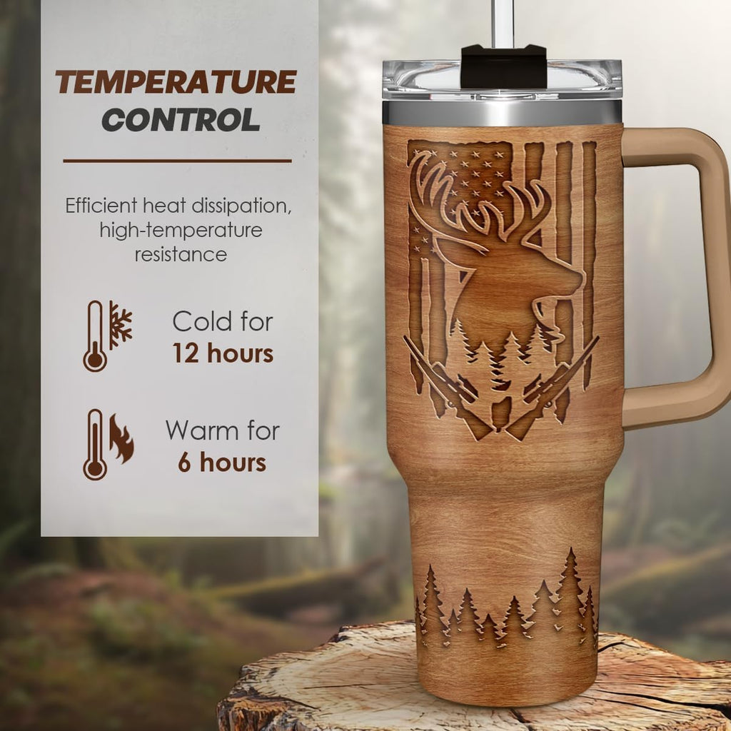 Brown Hunting Quencher Tumbler with Handle 40oz