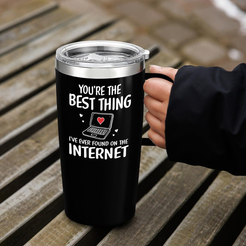 Black Couple Curved Tumbler with Handle 20oz