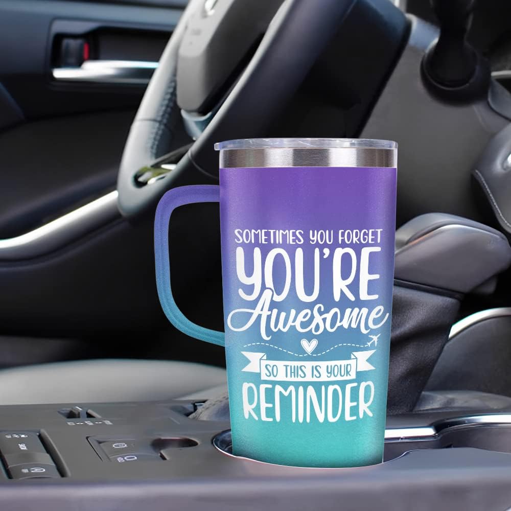 Blue Inspirational Curved Tumbler with Handle 20oz