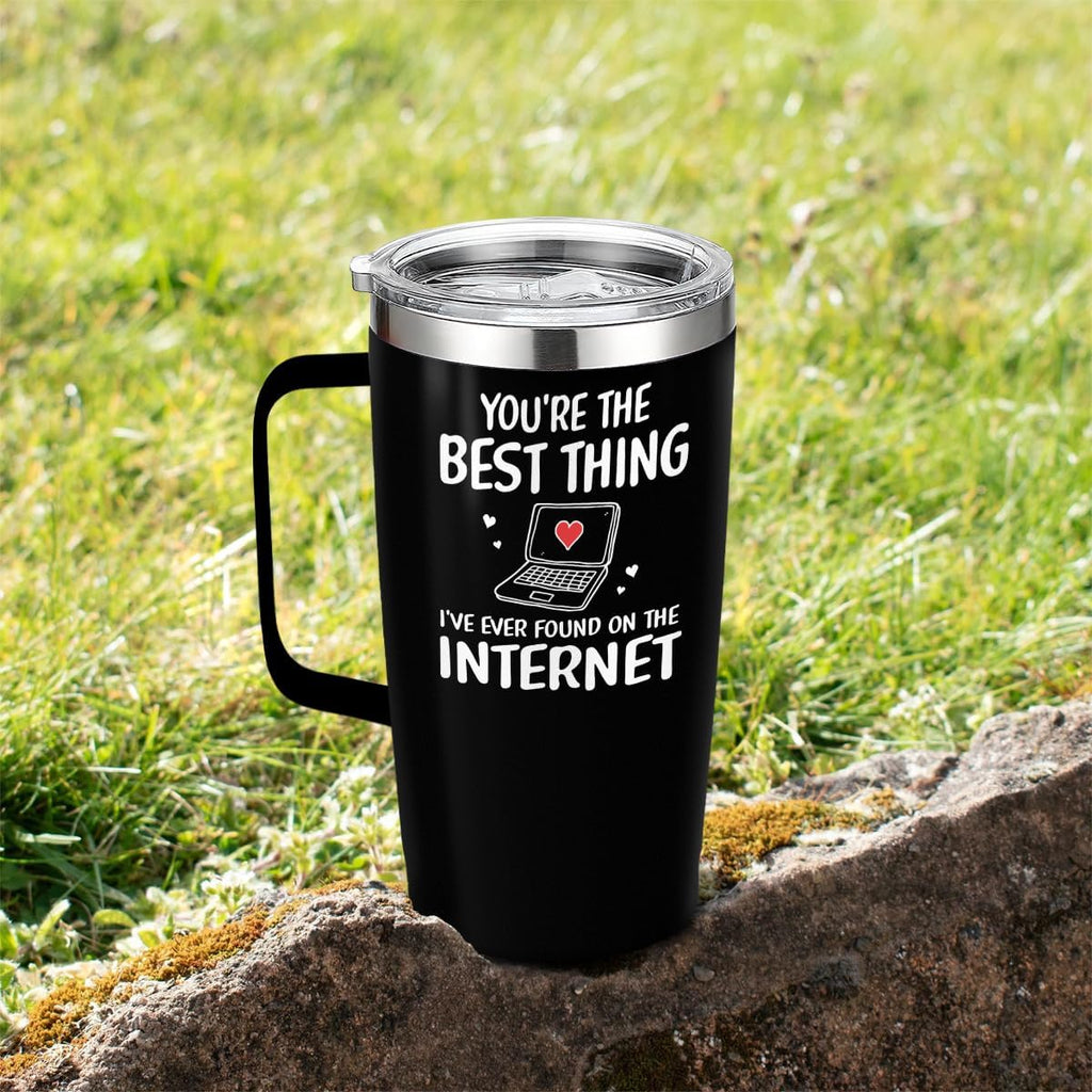 Black Couple Curved Tumbler with Handle 20oz