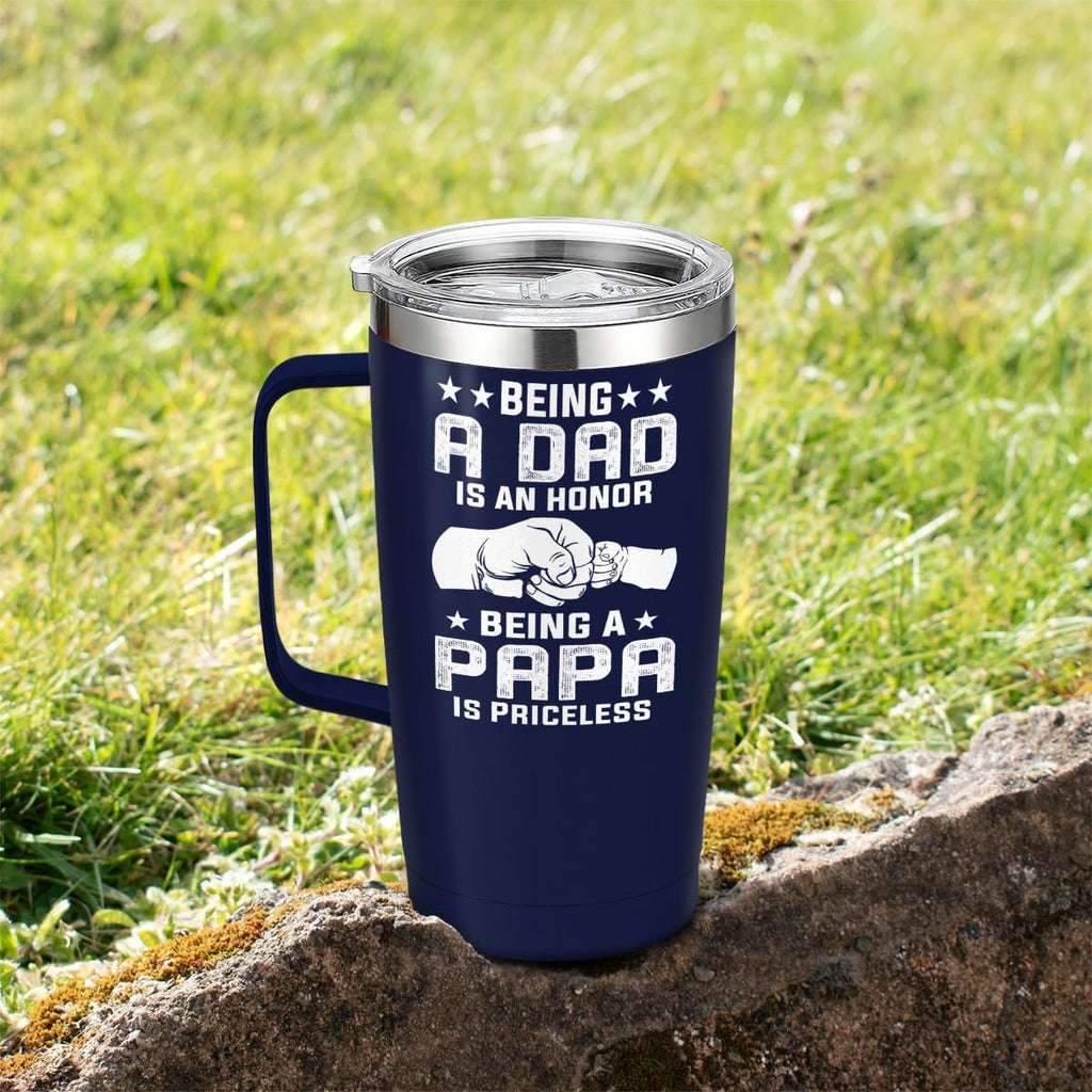 Navy Dad Papa Curved Tumbler with Handle 20oz