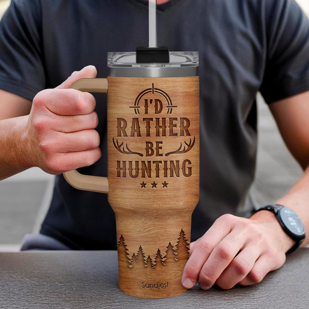 Brown Hunting Quencher Tumbler with Handle 40oz