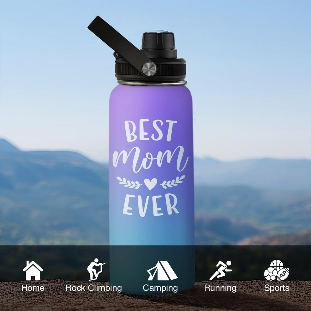 Purple Best Mom Ever Chug Lid Water Bottle 32oz